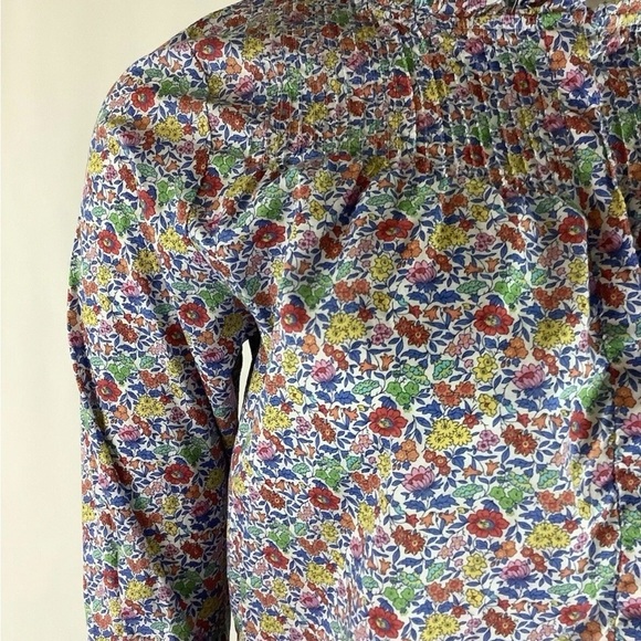 J Crew Liberty Fabric Sz 0 Mock Neck Top In Ditsy Floral Print Multicolor - Picture 2 of 5